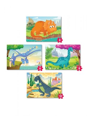 Eolo 4 Mini Puzzle Sevimli Dinozorlar
